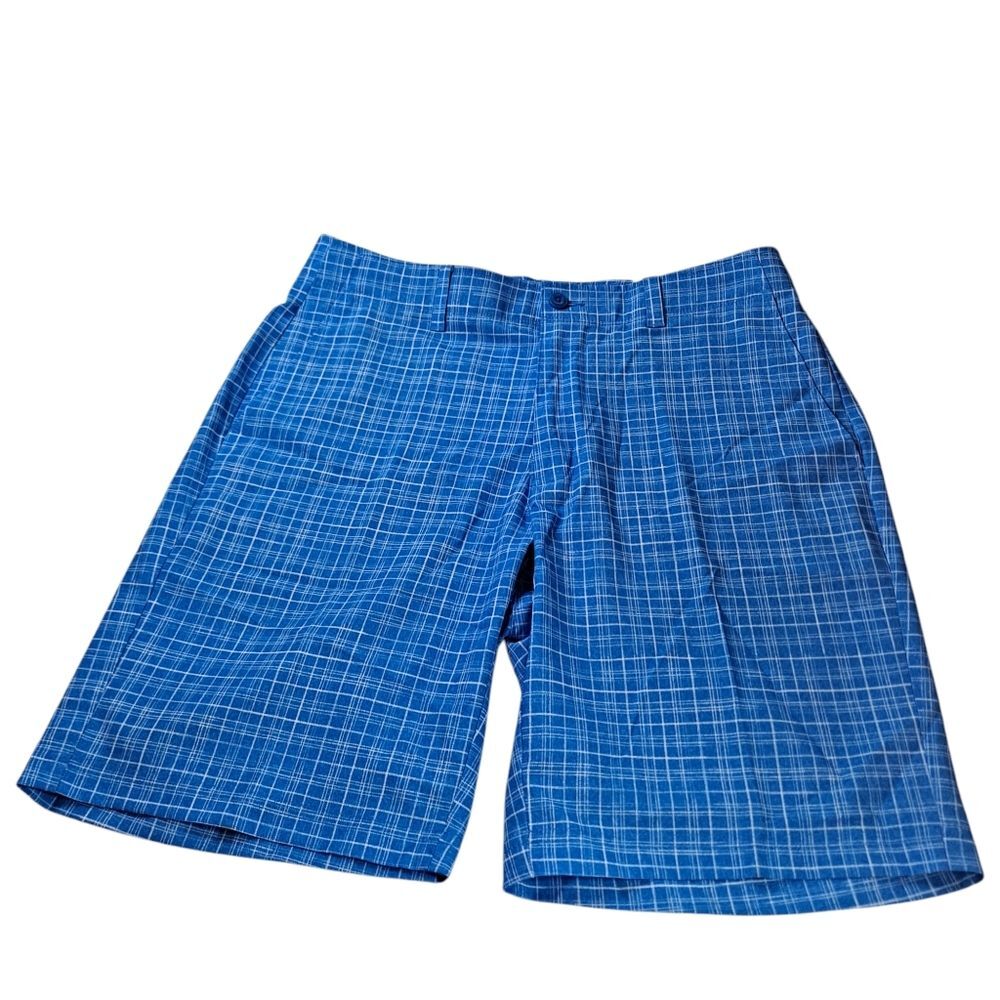 Grand Slam Golf Shorts Mens 32 Stretch Active Waistband Flat Front Nebulas Blue